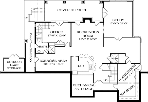 House Plan Design - Traditional Floor Plan - Lower Floor Plan #453-602