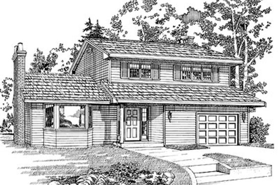 Exterior - Front Elevation for Traditional House Plan #47-397 - 3 bed, 1.5 bath