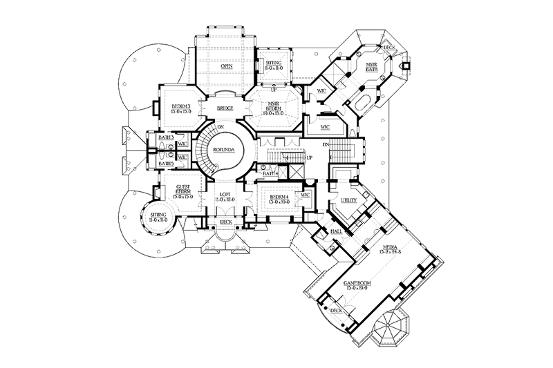 Dream House Plan - Floor Plan - Upper Floor for Craftsman House Plan #132-523 - 4 bed, 5 bath
