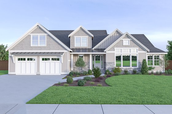 Exterior - Front Elevation 4 for Craftsman House Plan #1070-43 - 4 bed, 2.5 bath