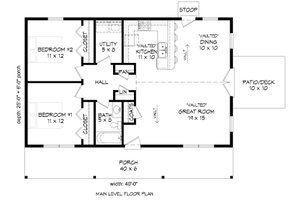 Floor Plan - Main Floor for Country House Plan #932-200 - 2 bed, 1 bath