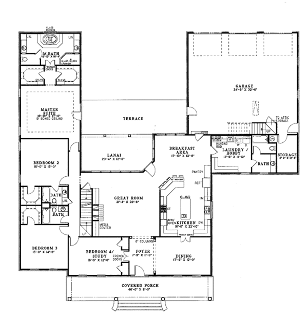 House Plan Design - Country Floor Plan - Main Floor Plan #17-2754