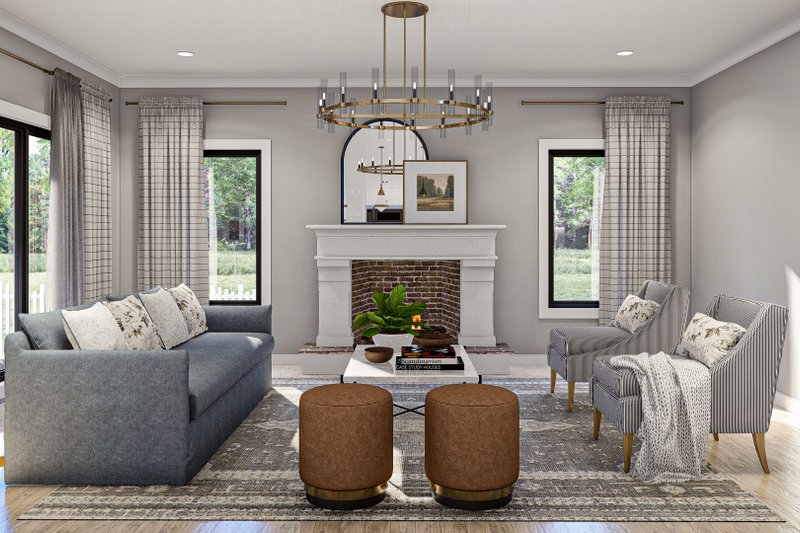 House Blueprint - Interior - Family Room for Colonial House Plan #455-619 - 3 bed, 2.5 bath
