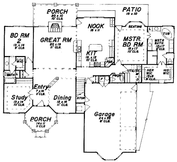 House Plan Design - European Floor Plan - Main Floor Plan #52-155