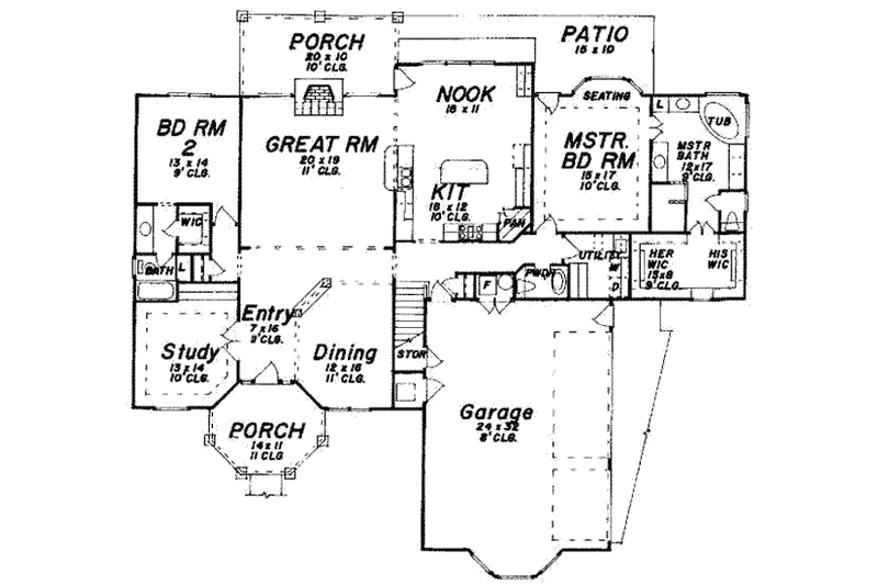 Dream House Plan - Floor Plan - Main Floor for European House Plan #52-155 - 4 bed, 3.5 bath