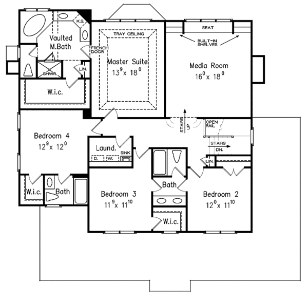 Colonial Floor Plan - Upper Floor Plan #927-280