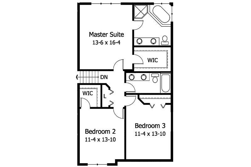Architectural House Design - Floor Plan - Upper Floor for Mediterranean House Plan #51-933 - 3 bed, 3 bath