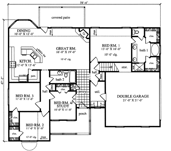 Country Floor Plan - Main Floor Plan #42-307