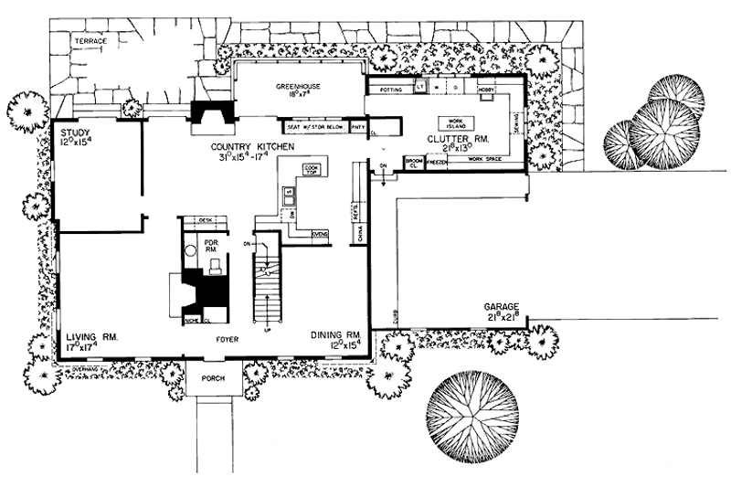 Home Plan - Floor Plan - Main Floor for Colonial House Plan #72-697 - 4 bed, 2.5 bath