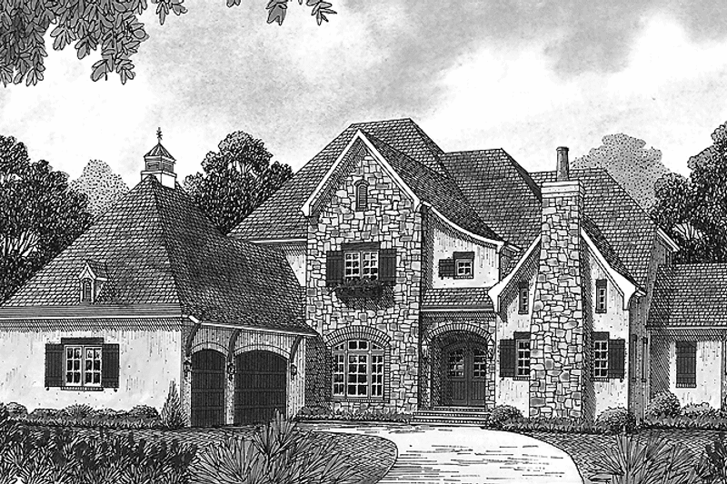 Architectural House Design - Exterior - Front Elevation 3 for Country House Plan #453-457 - 4 bed, 4.5 bath