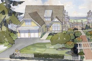 Exterior - Front Elevation 3 for Colonial House Plan #928-74 - 4 bed, 4 bath