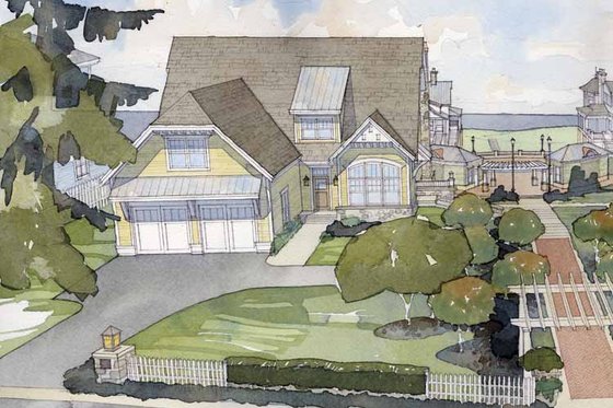 Exterior - Front Elevation 3 for Colonial House Plan #928-74 - 4 bed, 4 bath