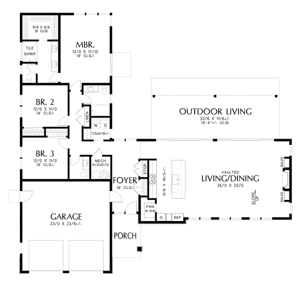 Contemporary Floor Plan - Main Floor Plan #48-1141