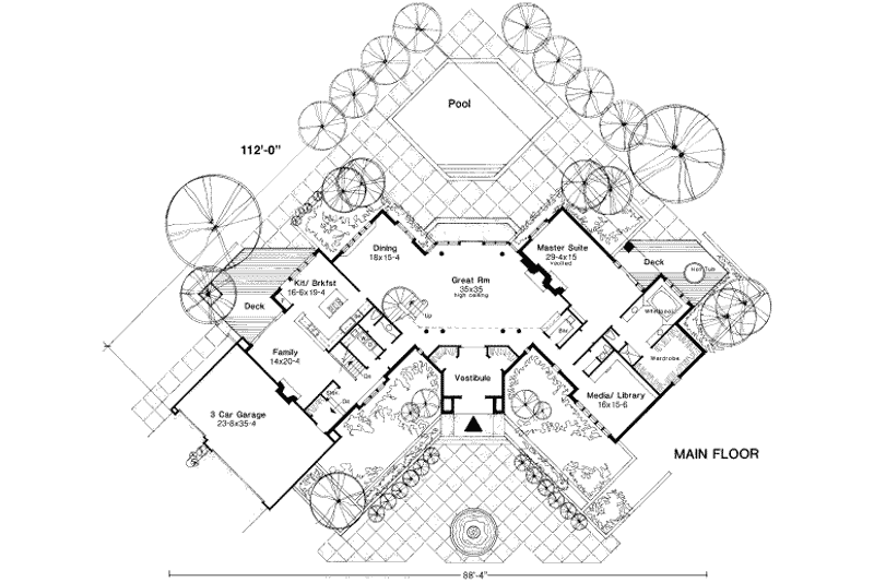House Blueprint - Floor Plan - Main Floor for Traditional House Plan #320-122 - 4 bed, 4.5 bath