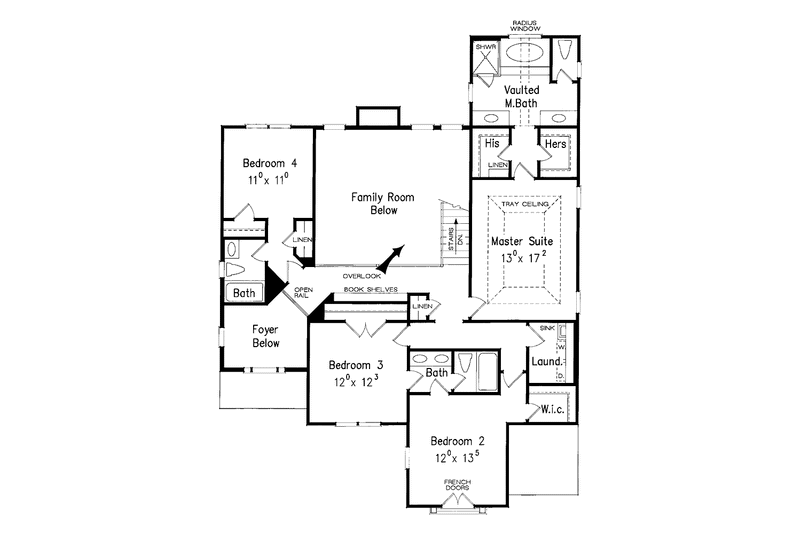 House Blueprint - Floor Plan - Upper Floor for Colonial House Plan #927-888 - 5 bed, 4 bath