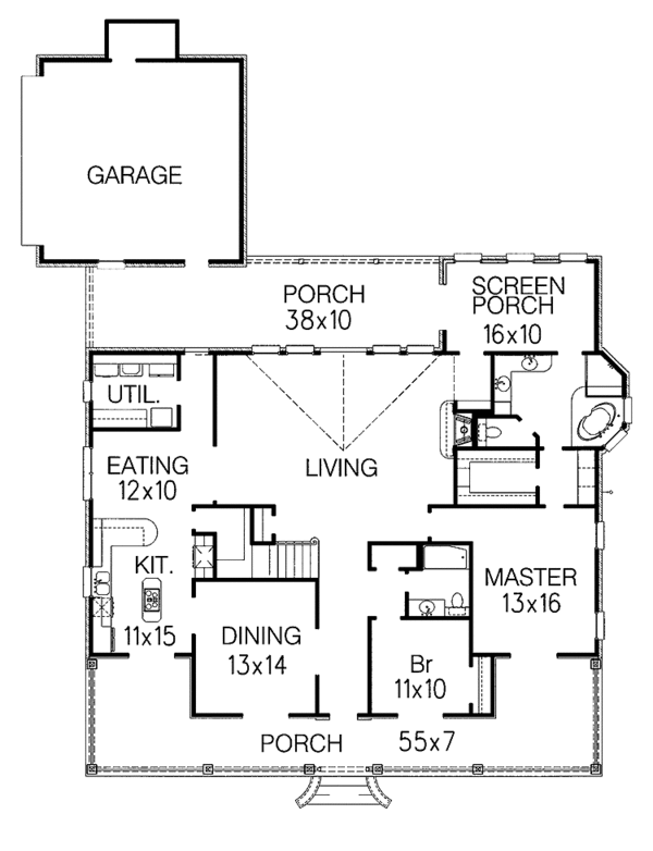 House Design - Country Floor Plan - Main Floor Plan #15-330