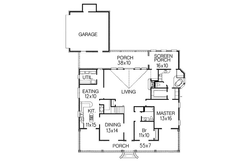 House Blueprint - Floor Plan - Main Floor for Country House Plan #15-330 - 4 bed, 3 bath