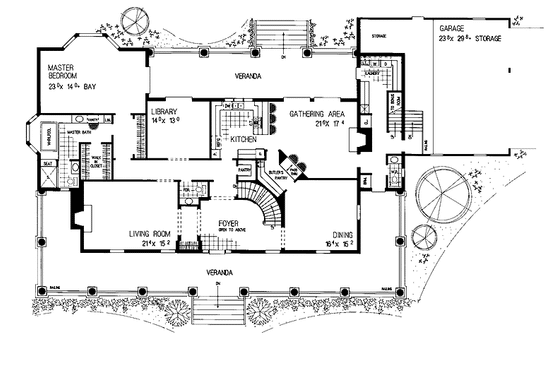 Floor Plan - Main Floor for Classical House Plan #72-972 - 4 bed, 3 bath