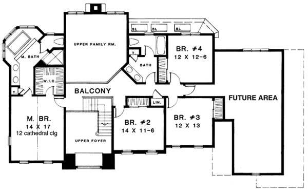 Dream House Plan - Colonial Floor Plan - Upper Floor Plan #1001-93
