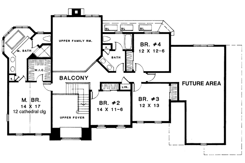 Home Plan - Floor Plan - Upper Floor for Colonial House Plan #1001-93 - 4 bed, 2.5 bath