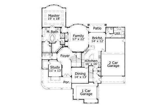 Floor Plan - Main Floor for European House Plan #411-320 - 4 bed, 3.5 bath