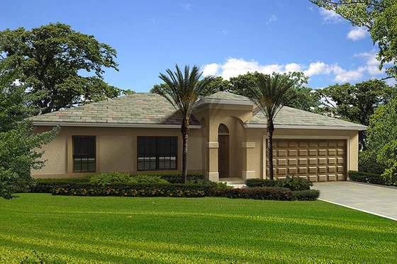 Exterior - Front Elevation for Mediterranean House Plan #420-252 - 3 bed, 2 bath