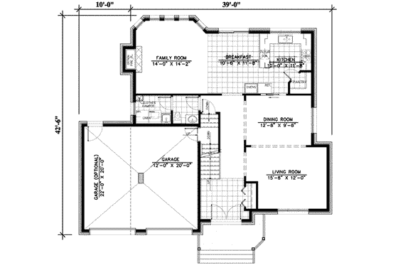 Floor Plan - Main Floor for European House Plan #138-132 - 4 bed, 2.5 bath
