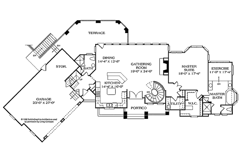 Architectural House Design - Floor Plan - Main Floor for Craftsman House Plan #453-309 - 3 bed, 4 bath
