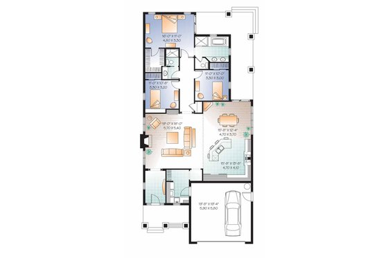 Floor Plan - Main Floor for Traditional House Plan #23-2532 - 3 bed, 2 bath