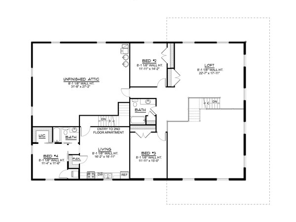 Barndominium Floor Plan - Upper Floor Plan #1064-373