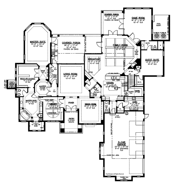 Architectural House Design - Mediterranean Floor Plan - Main Floor Plan #1019-12