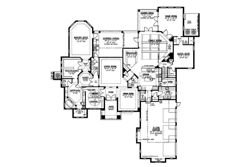 Home Plan - Floor Plan - Main Floor for Mediterranean House Plan #1019-12 - 5 bed, 5 bath