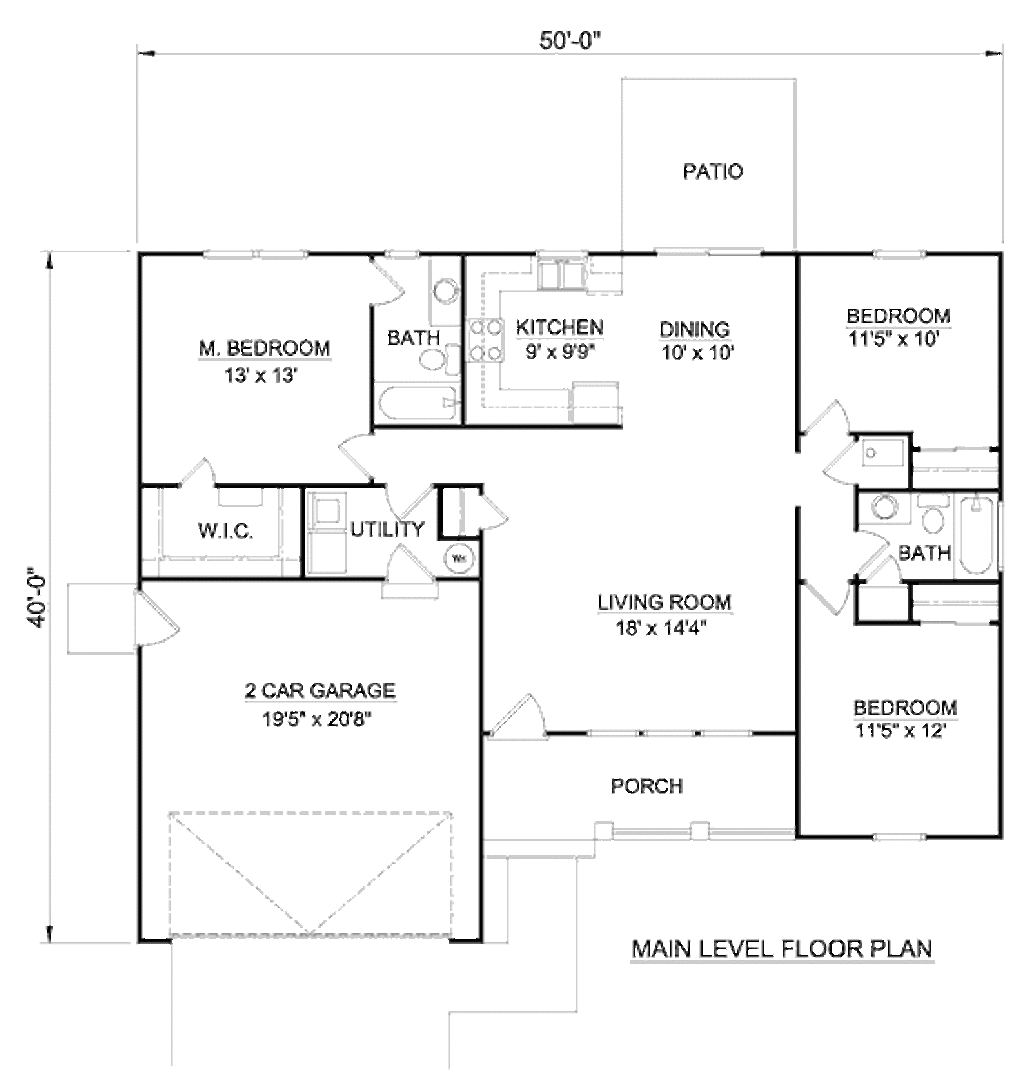 Ranch Style House Plan 3 Beds 2 Baths 1296 Sq Ft Plan 116 276 Houseplans Com Ranch Style House Plan 3 Beds 2 Baths 1296 Sq Ft Plan 116 276 Houseplans Com