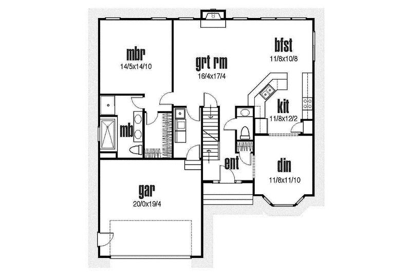 Architectural House Design - Floor Plan - Main Floor for Traditional House Plan #435-9 - 3 bed, 2.5 bath