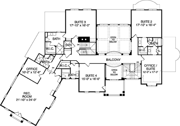 House Plan Design - Mediterranean Floor Plan - Upper Floor Plan #453-366