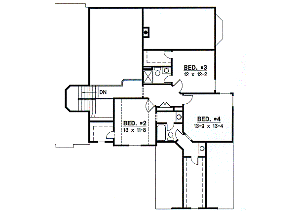 Traditional Floor Plan - Upper Floor Plan #67-720