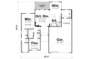 Modern Style House Plan - 2 Beds 2 Baths 1335 Sq/Ft Plan #20-2608 Floor 