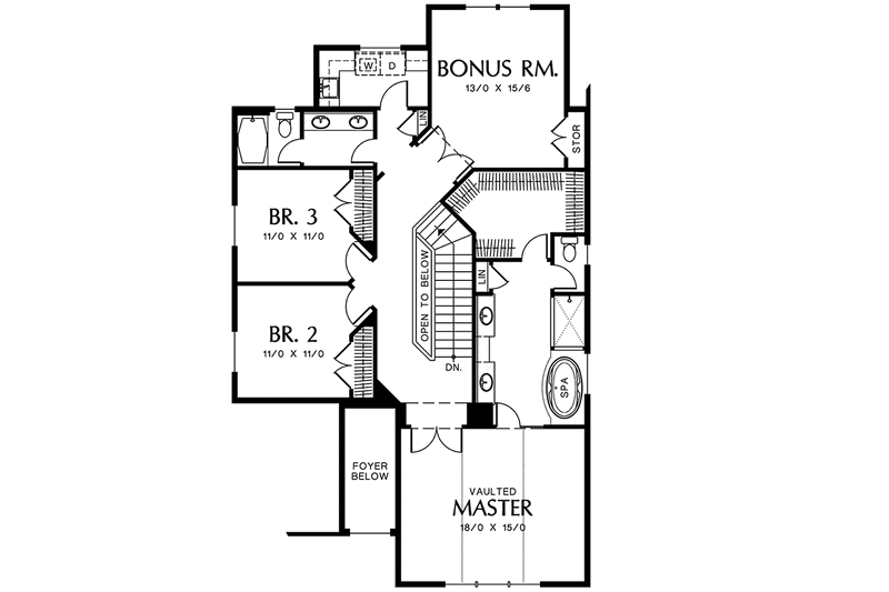 Home Plan - Floor Plan - Upper Floor for European House Plan #48-836 - 3 bed, 2.5 bath