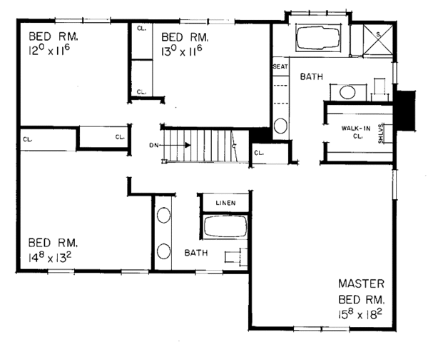 Dream House Plan - Country Floor Plan - Upper Floor Plan #72-870
