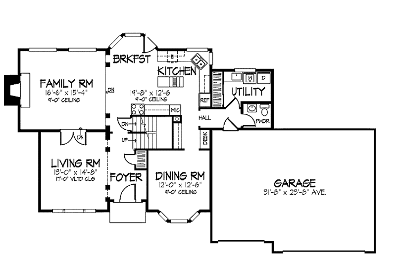 Architectural House Design - Floor Plan - Main Floor for Traditional House Plan #320-868 - 4 bed, 2.5 bath