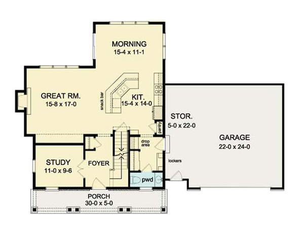 House Plan Design - Colonial Floor Plan - Main Floor Plan #1010-33