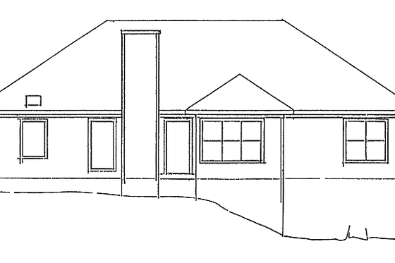 Exterior - Rear Elevation for Ranch House Plan #56-654 - 3 bed, 2 bath