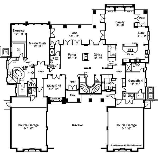 Home Plan - Mediterranean Floor Plan - Main Floor Plan #1039-2