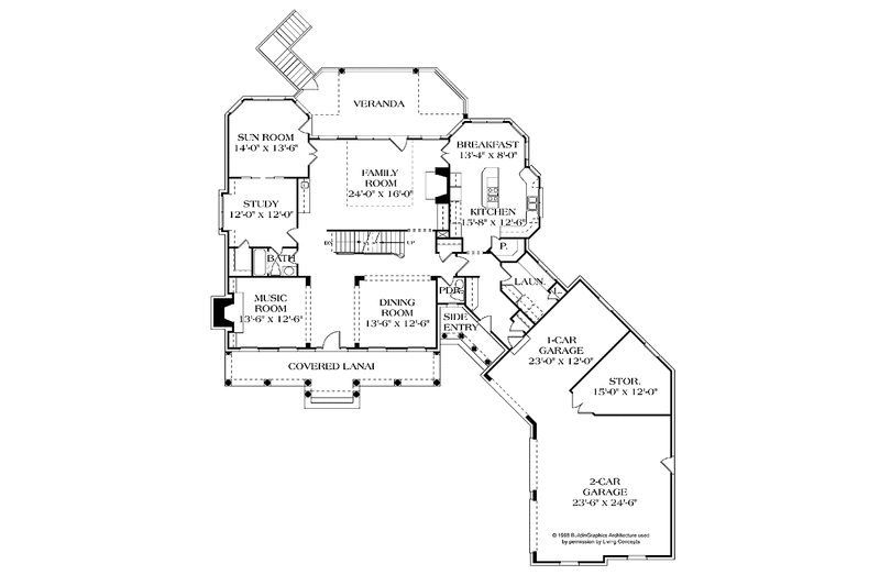Dream House Plan - Floor Plan - Main Floor for Classical House Plan #453-329 - 3 bed, 3.5 bath