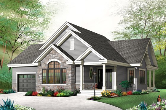 Exterior - Front Elevation 3 for Country House Plan #23-2574 - 2 bed, 1 bath