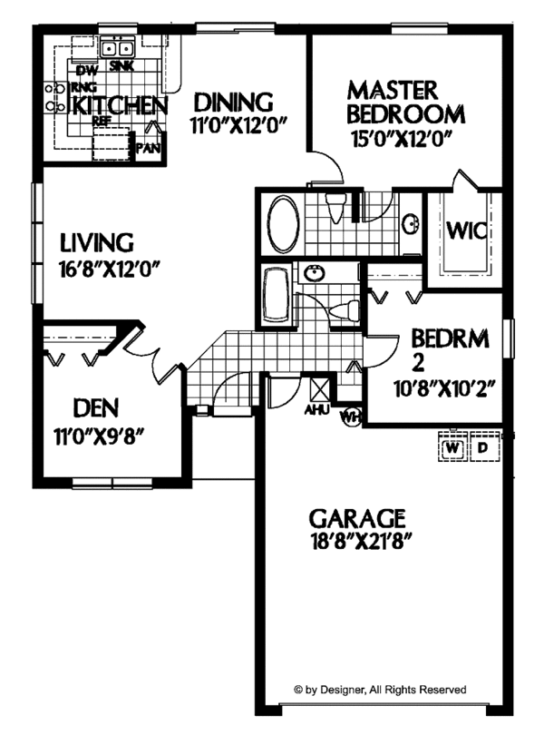 Architectural House Design - Ranch Floor Plan - Main Floor Plan #999-39