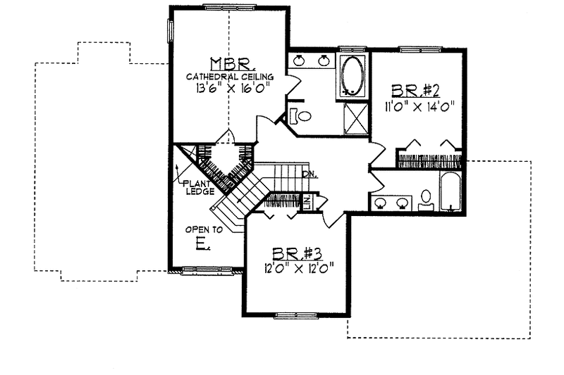 Architectural House Design - Floor Plan - Upper Floor for Traditional House Plan #70-1326 - 3 bed, 2 bath