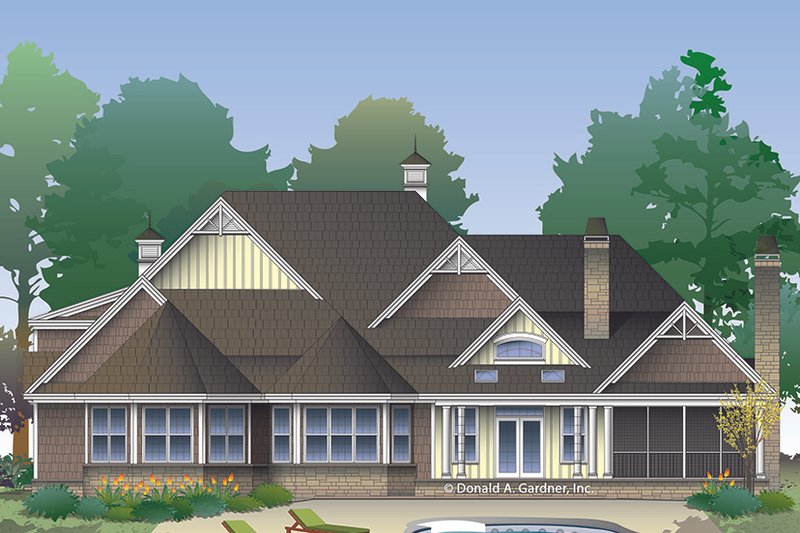 Home Plan - Exterior - Rear Elevation for European House Plan #929-1020 - 5 bed, 4 bath