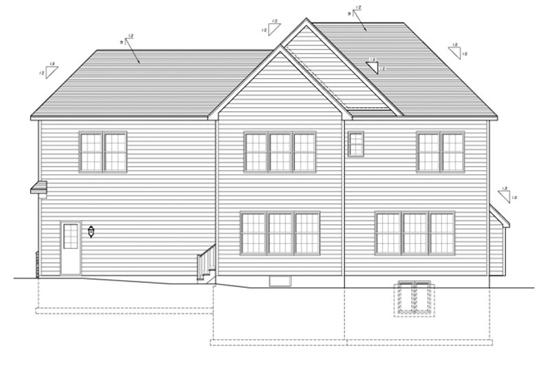 Home Plan - Exterior - Rear Elevation for Colonial House Plan #1010-86 - 3 bed, 2.5 bath