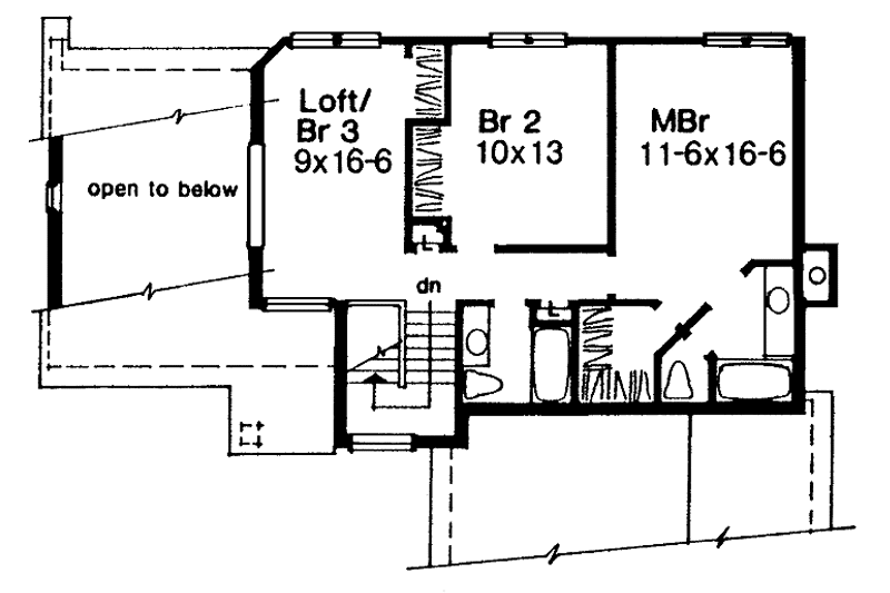 Home Plan - Floor Plan - Upper Floor for Contemporary House Plan #320-756 - 2 bed, 2.5 bath